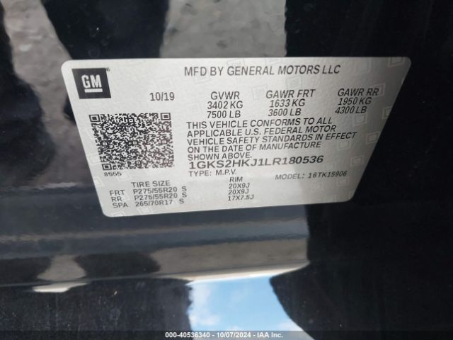 Photo 8 VIN: 1GKS2HKJ1LR180536 - GMC YUKON XL 