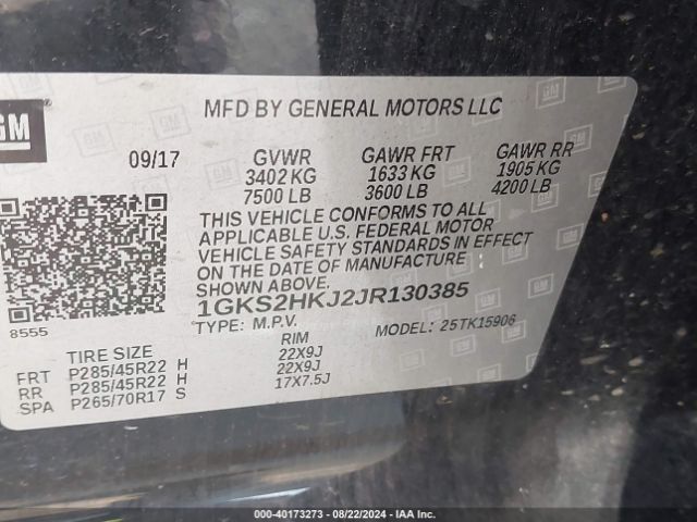 Photo 8 VIN: 1GKS2HKJ2JR130385 - GMC YUKON XL 