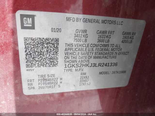 Photo 8 VIN: 1GKS2HKJ3LR241336 - GMC YUKON XL 