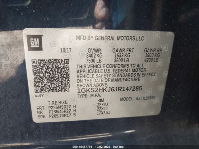 Photo 8 VIN: 1GKS2HKJ6JR147285 - GMC YUKON XL 