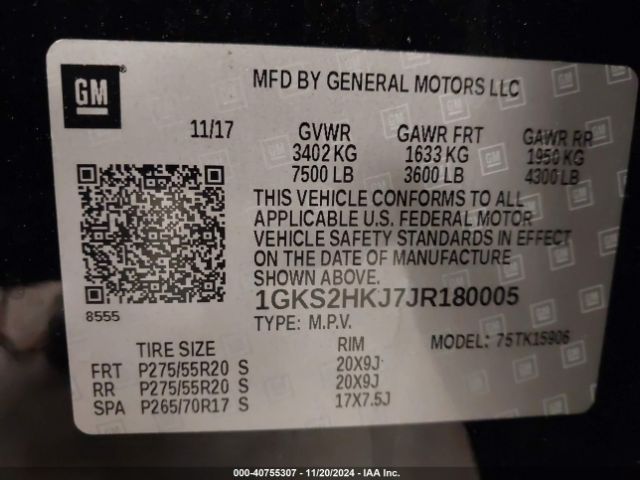 Photo 8 VIN: 1GKS2HKJ7JR180005 - GMC YUKON XL 