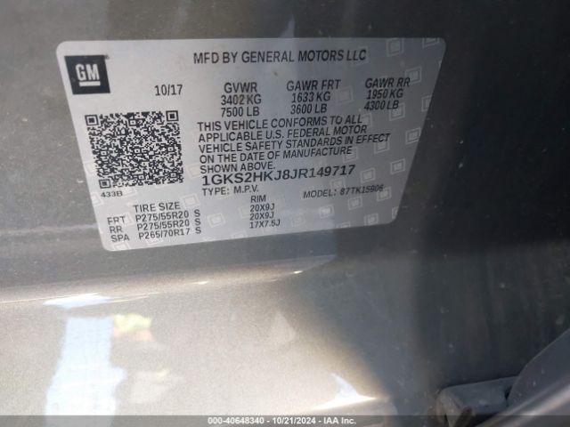 Photo 8 VIN: 1GKS2HKJ8JR149717 - GMC YUKON XL 