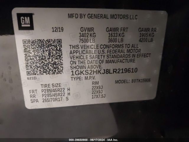 Photo 8 VIN: 1GKS2HKJ8LR219610 - GMC YUKON XL 