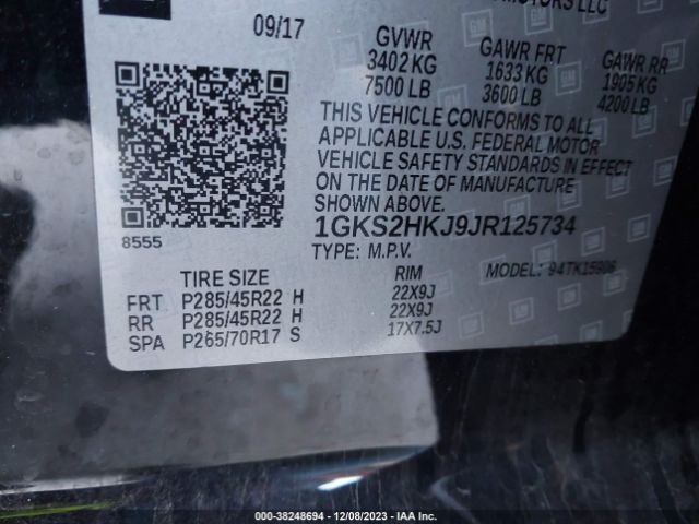 Photo 8 VIN: 1GKS2HKJ9JR125734 - GMC YUKON XL 