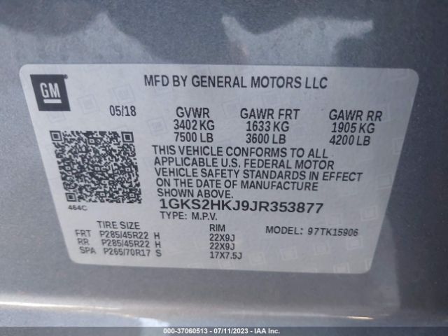 Photo 8 VIN: 1GKS2HKJ9JR353877 - GMC YUKON XL 