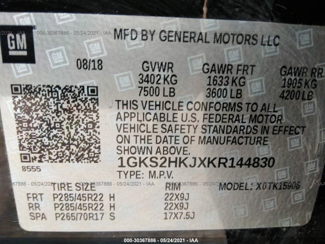 Photo 8 VIN: 1GKS2HKJXKR144830 - GMC YUKON XL 