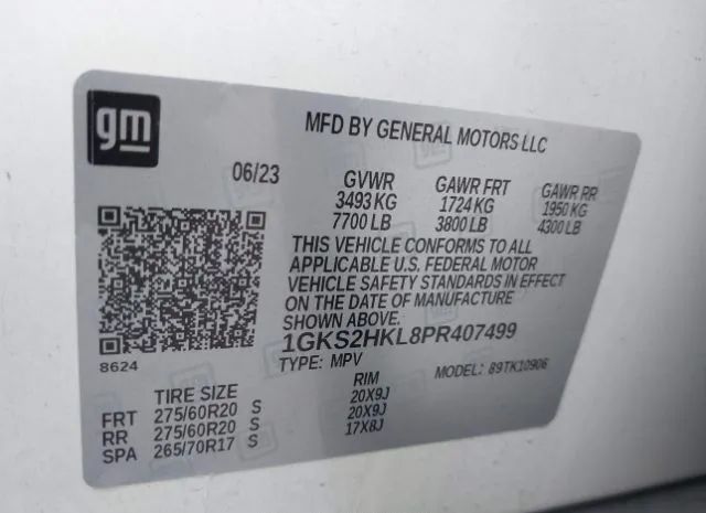 Photo 8 VIN: 1GKS2HKL8PR407499 - GMC YUKON XL 