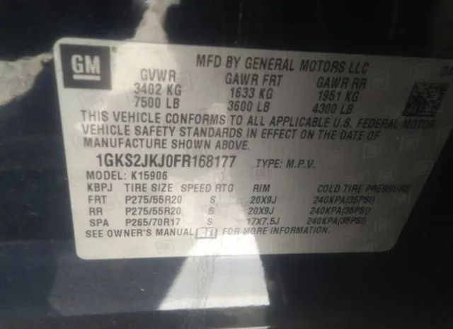 Photo 8 VIN: 1GKS2JKJ0FR168177 - GMC YUKON XL 