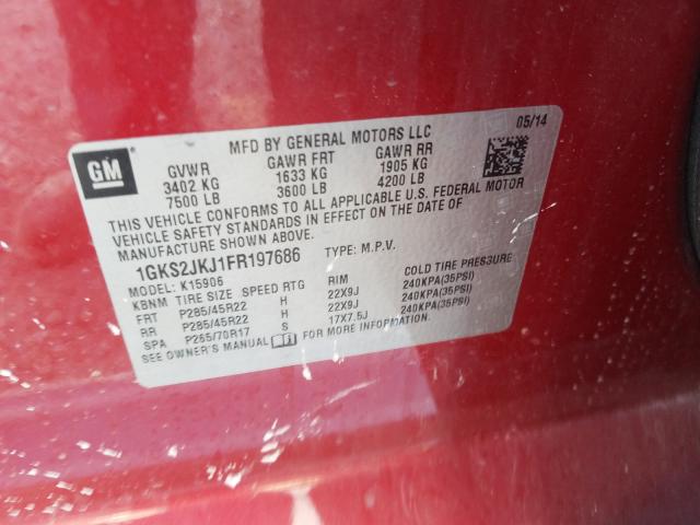 Photo 9 VIN: 1GKS2JKJ1FR197686 - GMC YUKON XL D 