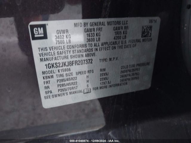 Photo 8 VIN: 1GKS2JKJ8FR207372 - GMC YUKON XL 