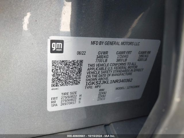 Photo 8 VIN: 1GKS2JKL1NR340362 - GMC YUKON XL 