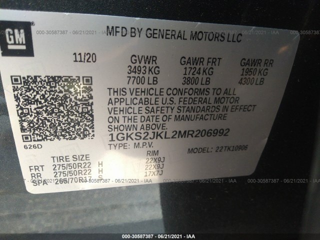 Photo 8 VIN: 1GKS2JKL2MR206992 - GMC YUKON XL 