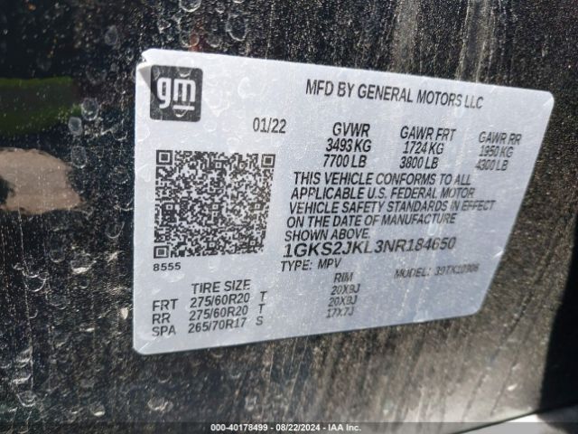 Photo 8 VIN: 1GKS2JKL3NR184650 - GMC YUKON XL 