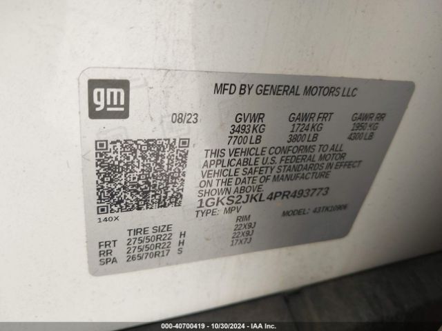 Photo 8 VIN: 1GKS2JKL4PR493773 - GMC YUKON XL 