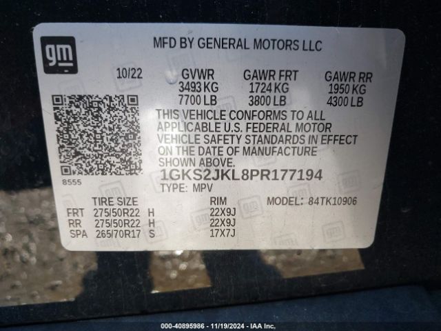 Photo 8 VIN: 1GKS2JKL8PR177194 - GMC YUKON XL 