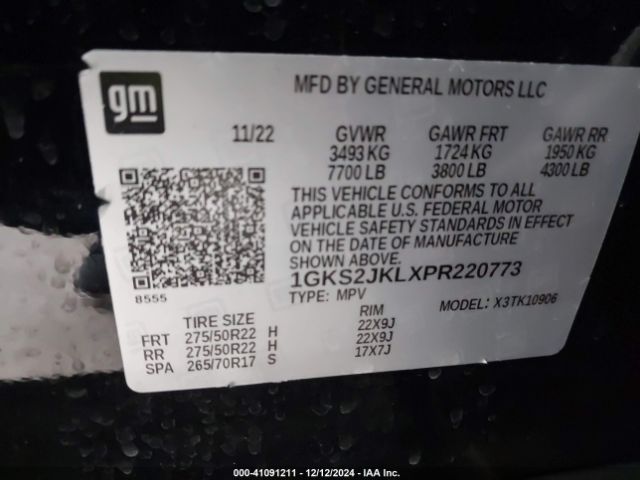 Photo 8 VIN: 1GKS2JKLXPR220773 - GMC YUKON XL 