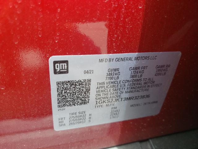 Photo 9 VIN: 1GKS2JKT3MR323836 - GMC YUKON XL D 