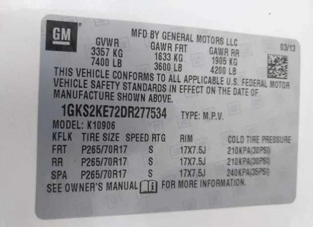 Photo 8 VIN: 1GKS2KE72DR277534 - GMC YUKON XL 1500 