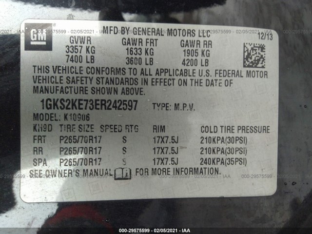 Photo 8 VIN: 1GKS2KE73ER242597 - GMC YUKON XL 