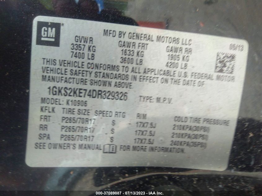 Photo 8 VIN: 1GKS2KE74DR329326 - GMC YUKON 