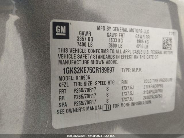 Photo 8 VIN: 1GKS2KE75CR189897 - GMC YUKON XL 