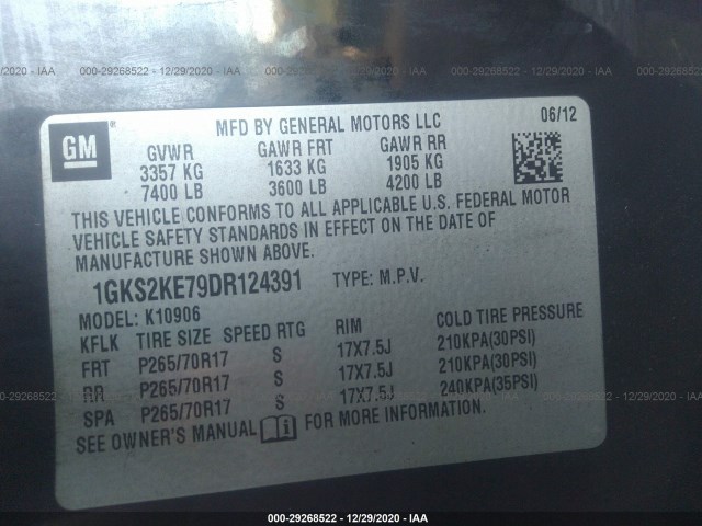 Photo 8 VIN: 1GKS2KE79DR124391 - GMC YUKON XL 