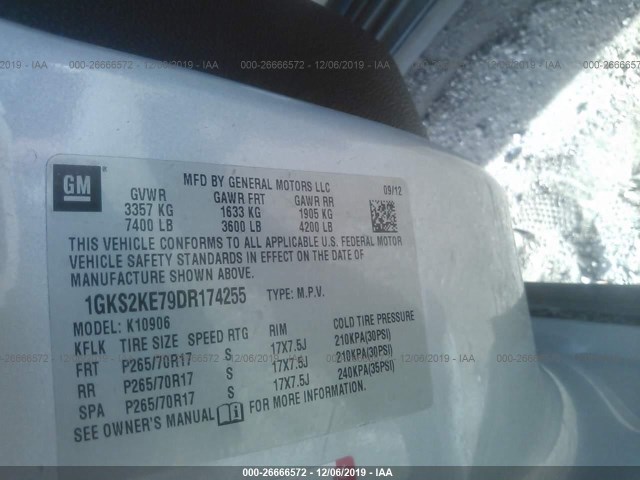 Photo 8 VIN: 1GKS2KE79DR174255 - GMC YUKON XL 