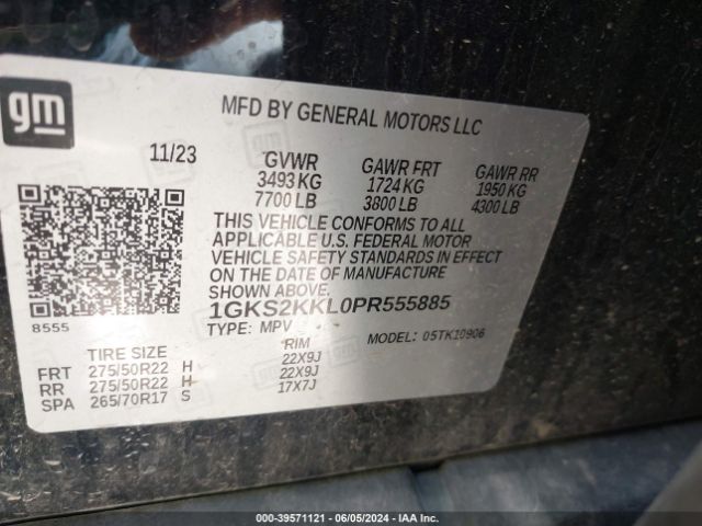 Photo 8 VIN: 1GKS2KKL0PR555885 - GMC YUKON XL 