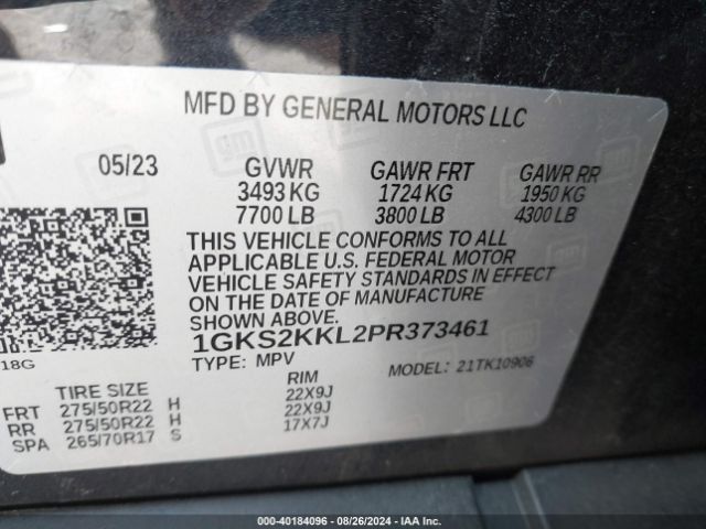 Photo 8 VIN: 1GKS2KKL2PR373461 - GMC YUKON XL 