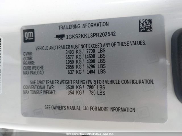 Photo 8 VIN: 1GKS2KKL3PR202542 - GMC YUKON XL 