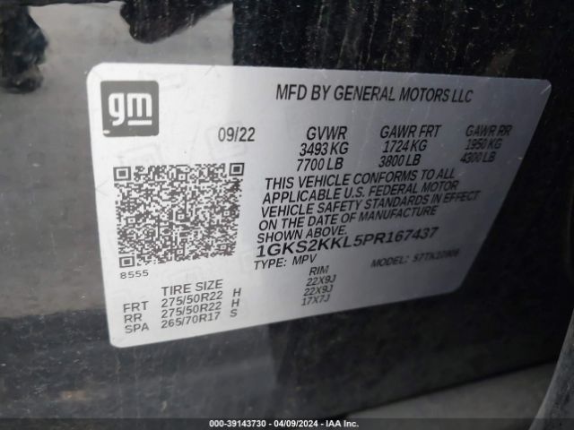 Photo 8 VIN: 1GKS2KKL5PR167437 - GMC YUKON XL 