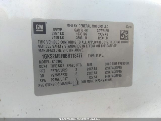 Photo 8 VIN: 1GKS2MEF0BR118477 - GMC YUKON XL 1500 