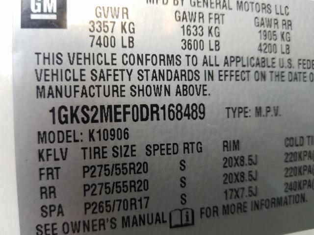 Photo 9 VIN: 1GKS2MEF0DR168489 - GMC YUKON XL D 