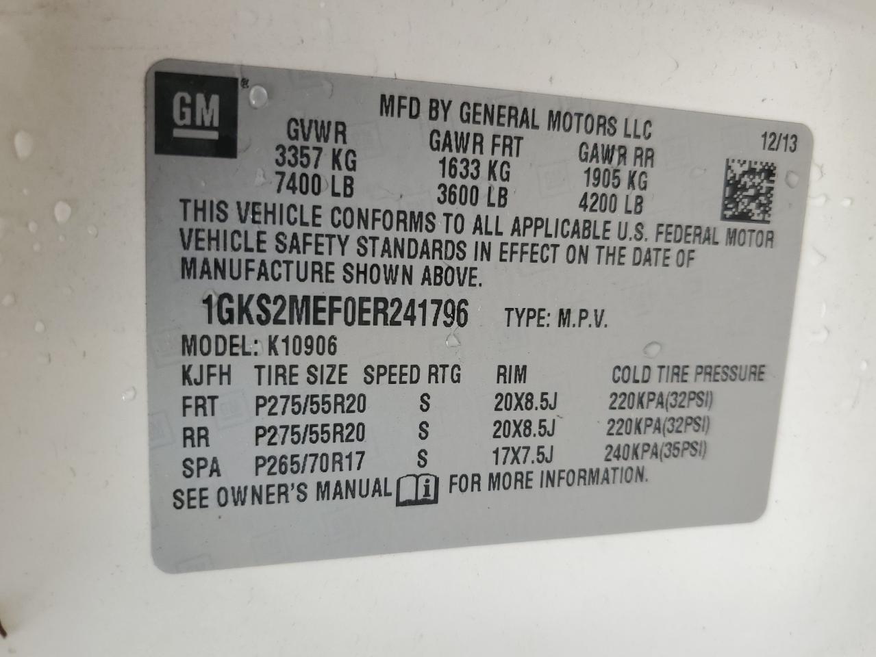 Photo 12 VIN: 1GKS2MEF0ER241796 - GMC YUKON 