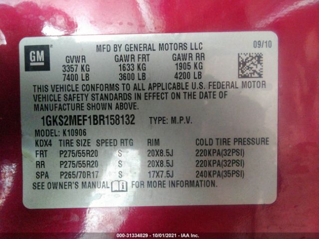 Photo 8 VIN: 1GKS2MEF1BR158132 - GMC YUKON XL 