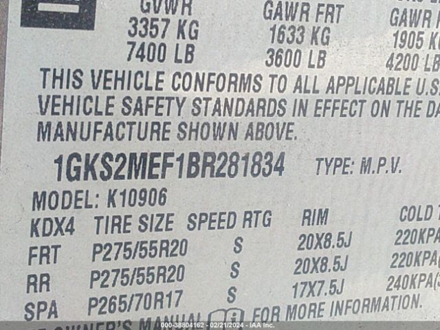 Photo 8 VIN: 1GKS2MEF1BR281834 - GMC YUKON XL 1500 