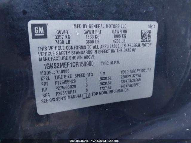 Photo 8 VIN: 1GKS2MEF1CR159900 - GMC YUKON XL 1500 