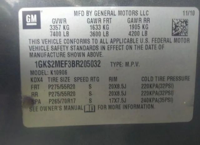 Photo 8 VIN: 1GKS2MEF3BR205032 - GMC YUKON 