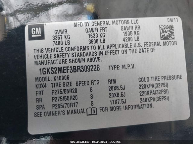 Photo 8 VIN: 1GKS2MEF3BR309228 - GMC YUKON XL 1500 