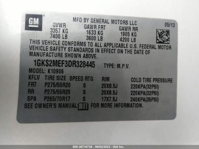 Photo 8 VIN: 1GKS2MEF3DR328445 - GMC YUKON XL 1500 