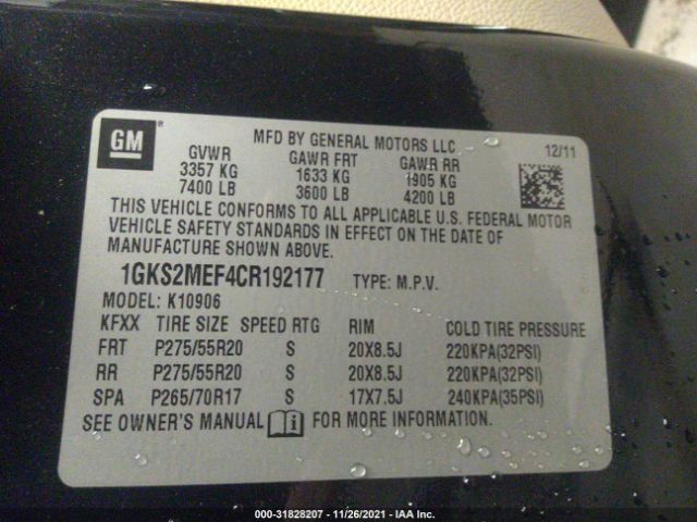 Photo 8 VIN: 1GKS2MEF4CR192177 - GMC YUKON XL 