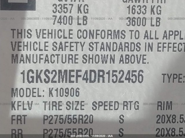 Photo 8 VIN: 1GKS2MEF4DR152456 - GMC YUKON XL 