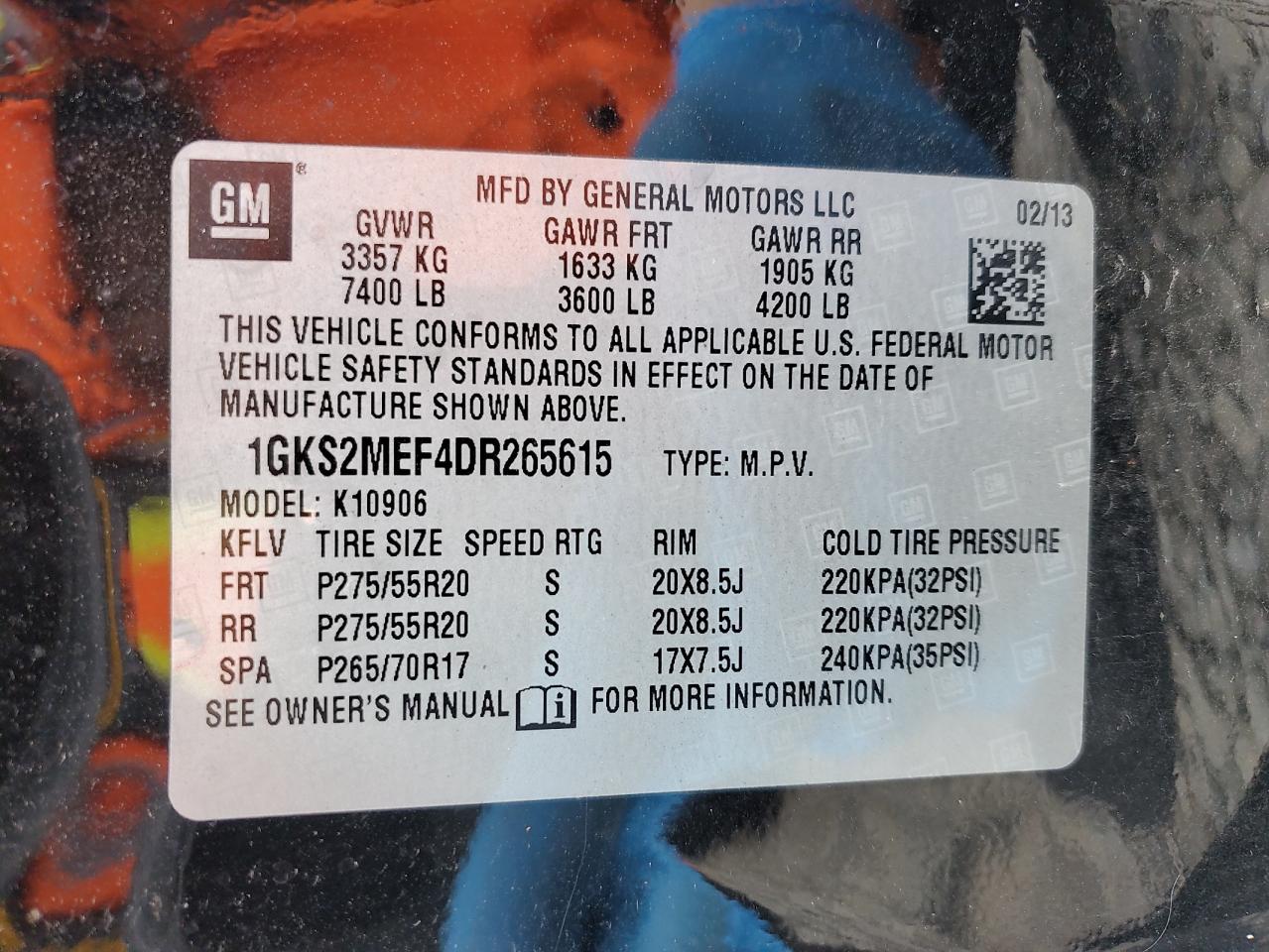 Photo 11 VIN: 1GKS2MEF4DR265615 - GMC YUKON 