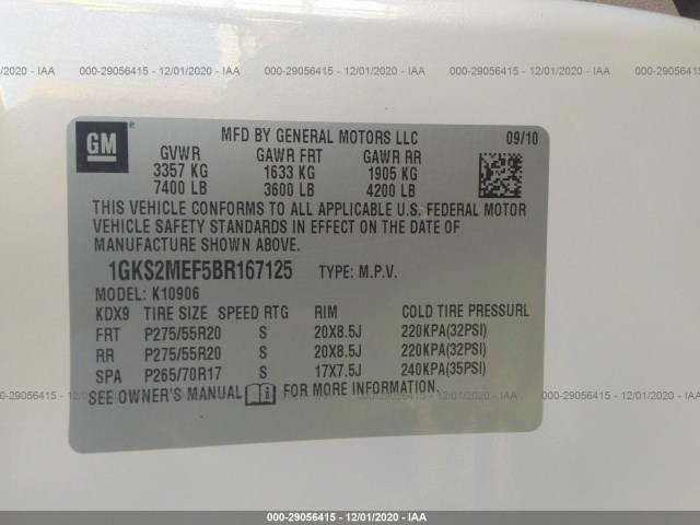 Photo 8 VIN: 1GKS2MEF5BR167125 - GMC YUKON XL 