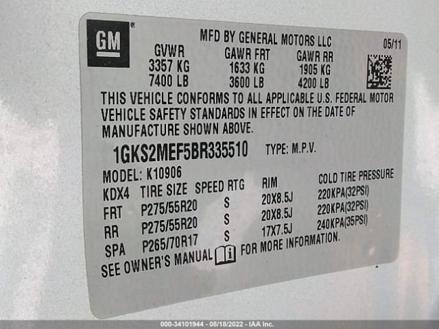 Photo 8 VIN: 1GKS2MEF5BR335510 - GMC YUKON XL 