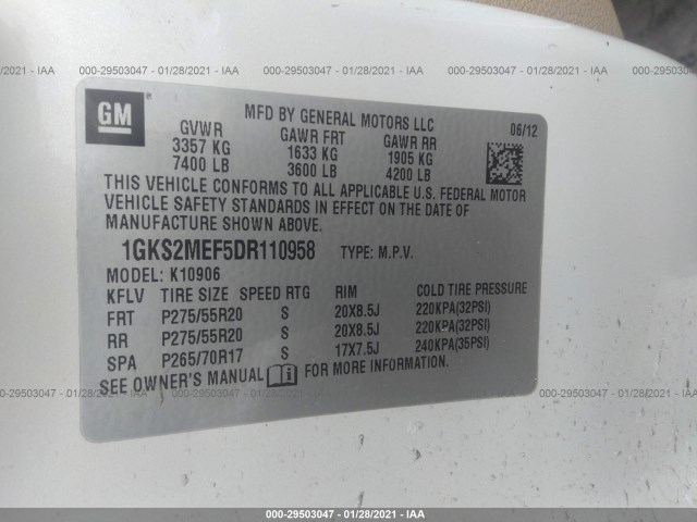 Photo 8 VIN: 1GKS2MEF5DR110958 - GMC YUKON XL 