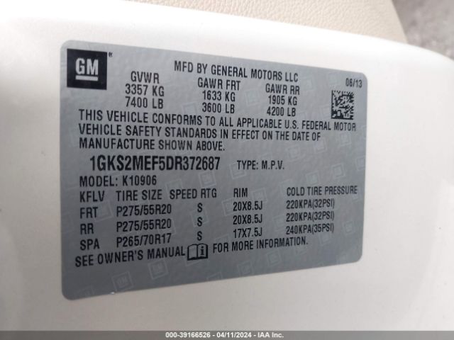 Photo 8 VIN: 1GKS2MEF5DR372687 - GMC YUKON XL 1500 