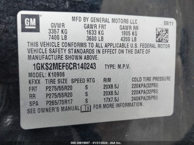 Photo 8 VIN: 1GKS2MEF6CR140243 - GMC YUKON XL 1500 