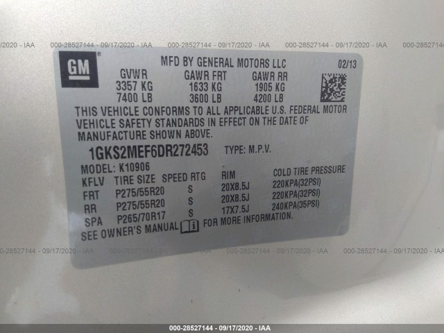 Photo 8 VIN: 1GKS2MEF6DR272453 - GMC YUKON XL 