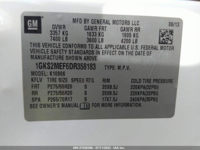 Photo 8 VIN: 1GKS2MEF6DR358183 - GMC YUKON XL 